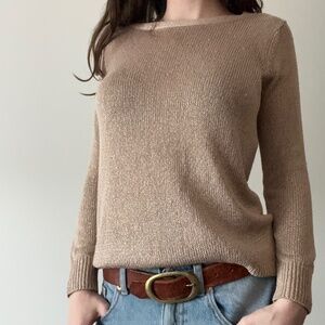 Club Monaco - Italian Yarn Gold Knit Sweater w/ Back Cut-Out: Women’s XS
